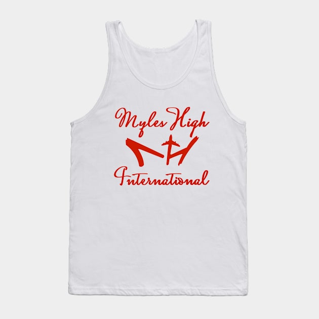 Myles High International Red Script Tank Top by mylehighinternational